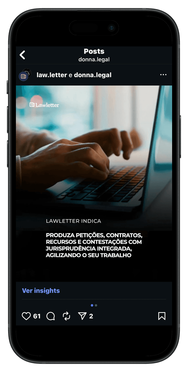 LawLetter indica Donna - Post no Instagram